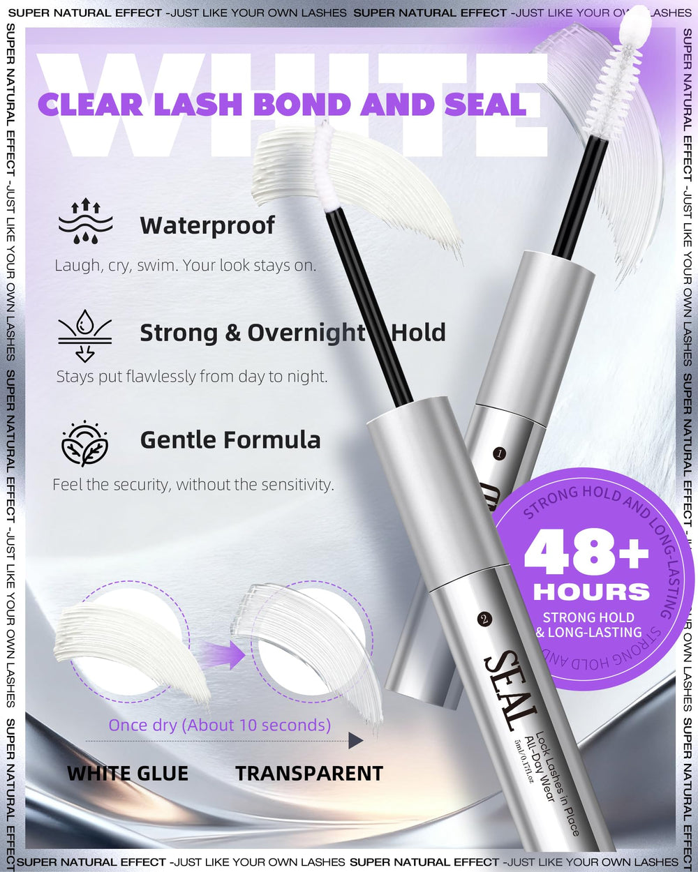 EYDEVRO crystal-clear bond dries fast for secure wear.