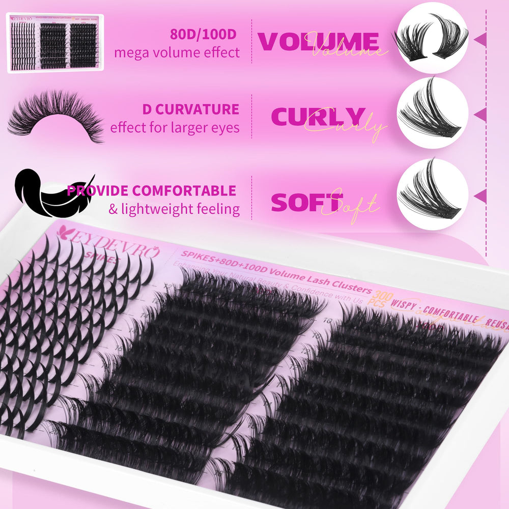 EYDEVRO volume clusters 80D-100D for bold, dense lashes