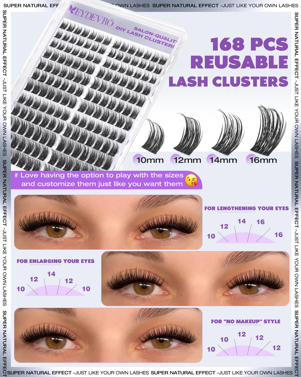 DCurl lashes from EYDEVRO Wispy Clusters kit