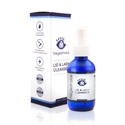 Eye Love lid and lash cleanser bottle-front for easy daily cleansing
