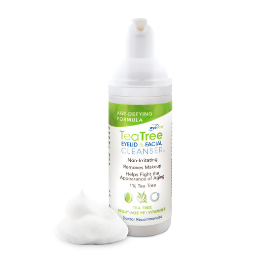 EyeEco Age-Defying Tea Tree Cleanser bottle for daily eyelid and facial cleansing
