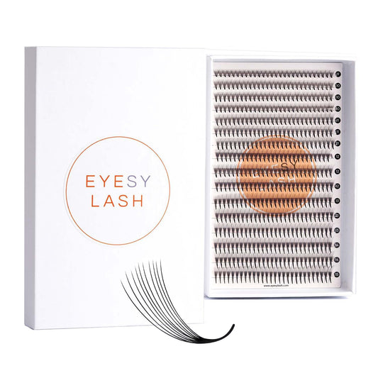 Eyesy Lash 448 narrow promade fans in a tray for efficient volume application.