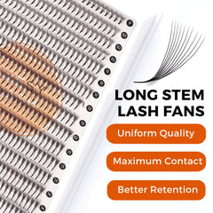 Eyesy Lash long stem design supports better glue absorption and retention.