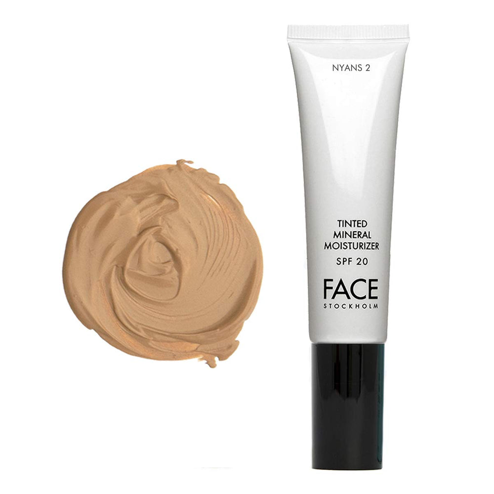 Face Stockholm Nyans 2 bottle shows SPF 20 protection and breathable, sheer coverage.