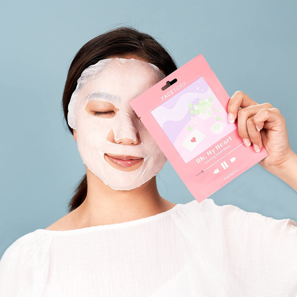 FACETORY Calm Mask ideal for oily skin closeup suggesting daily routine use