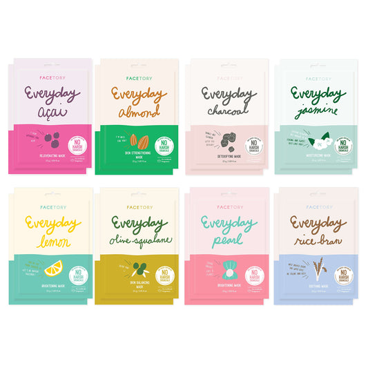 Facetory Everyday 8 Collection sheet masks pack for daily hydration