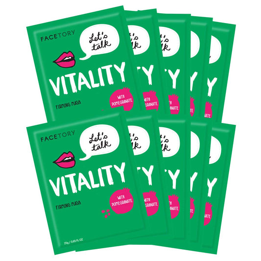 FACETORY Let’s Talk Vitality sheet mask with pomegranate delivering radiant hydration