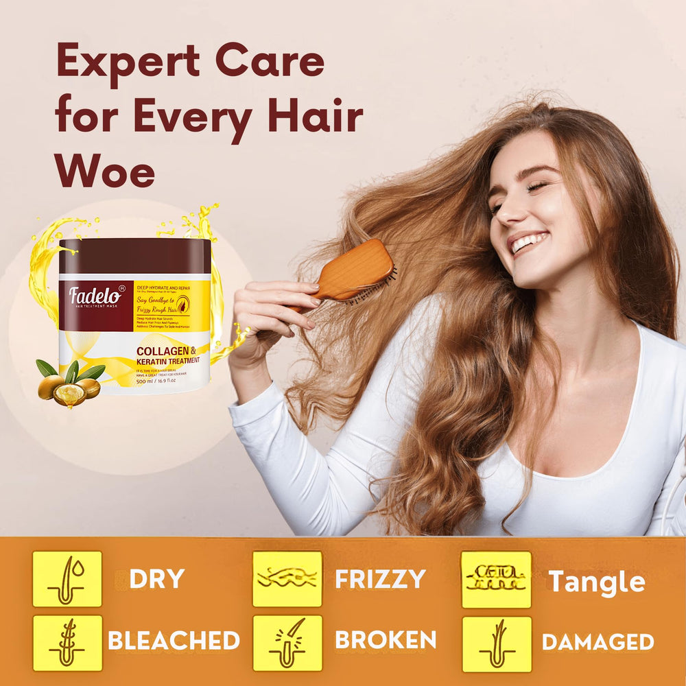 Fadelo Damaged hair before-and-after visual showcasing repair potential.