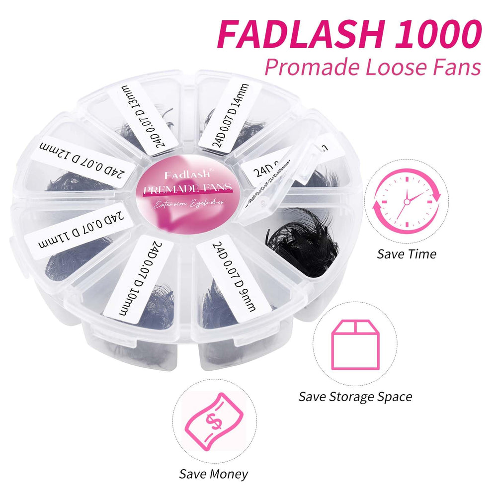 FADLASH 24D premade lash fans with a thin base for easy application