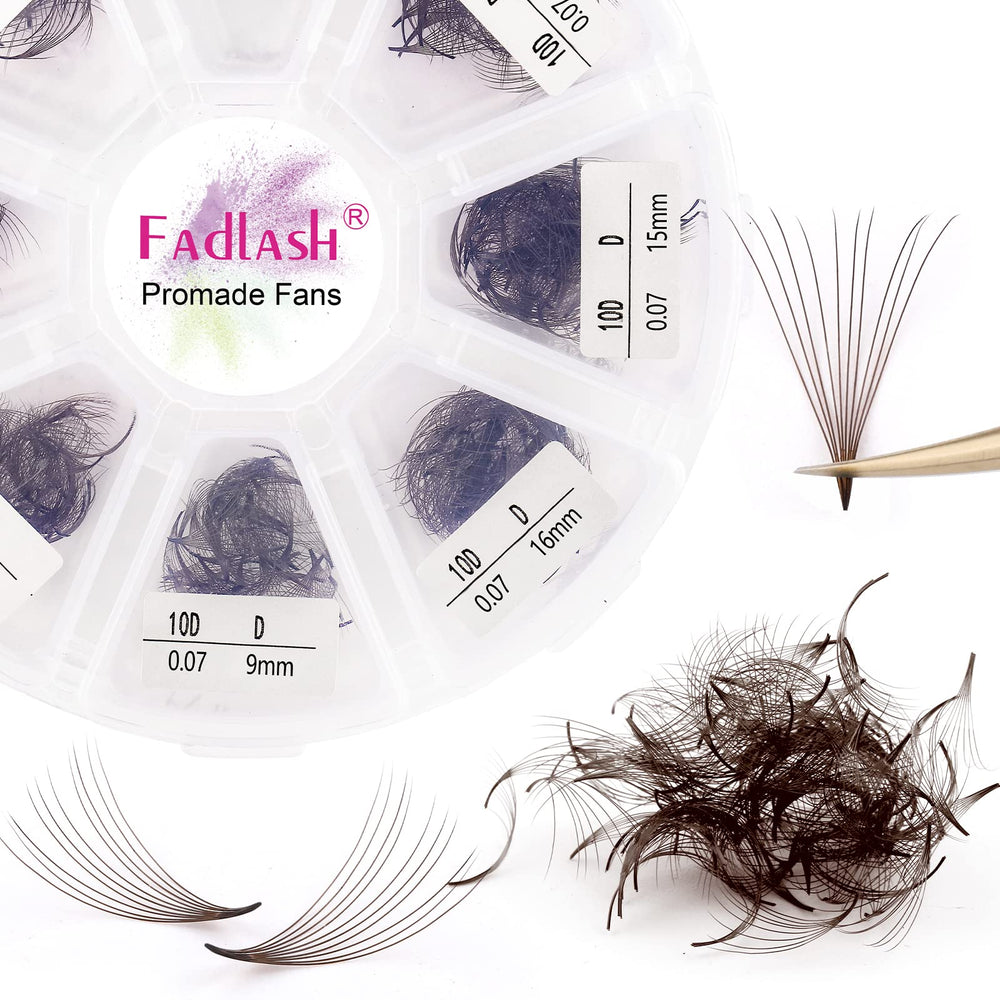 FADLASH colored lash extensions 10D premade fans in brown mix for dramatic volume