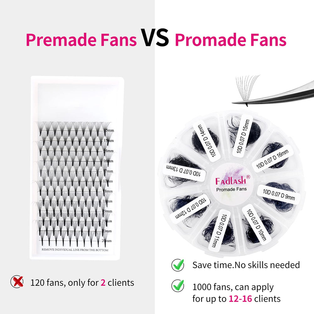 FADLASH easy-pickup premade fans streamlining application for faster lash sessions