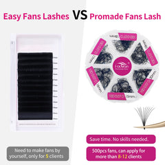 FADVAN thin-base premade fans emphasizing easy adhesion and natural feel.
