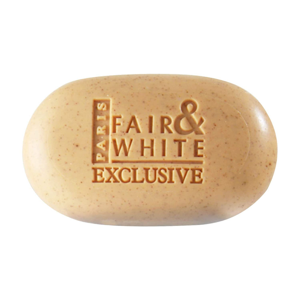 FAIR & WHITE exclusive exfoliating soap in use for brightness and smooth skin