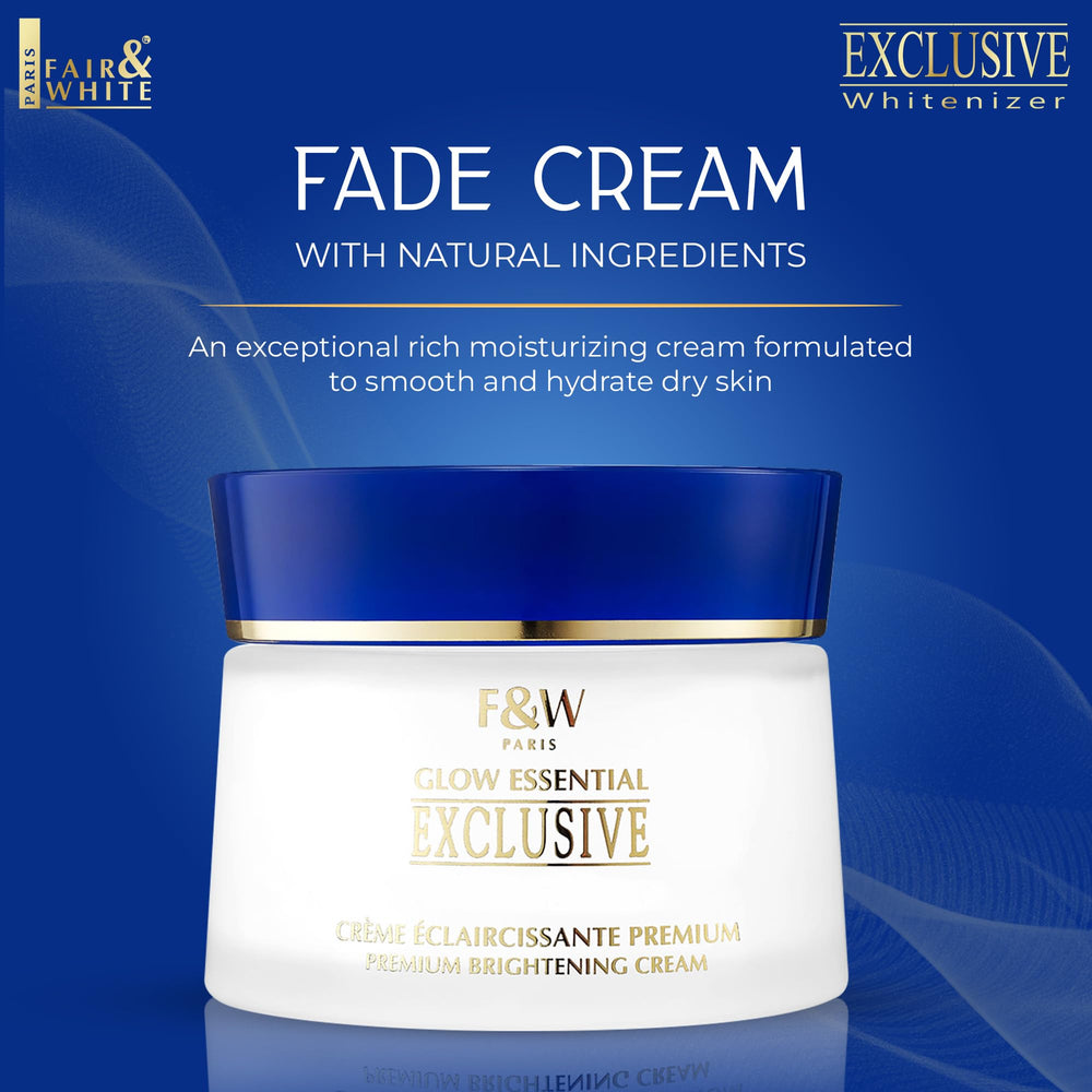 Fair & White Exclusive Fade jar close-up highlighting texture and even-toning benefits.