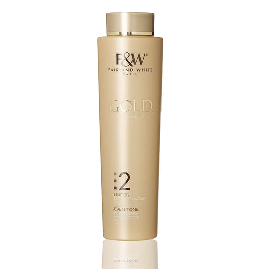 FAIR & WHITE Gold Revitalizing Body Lotion bottle for smooth, even-looking skin.