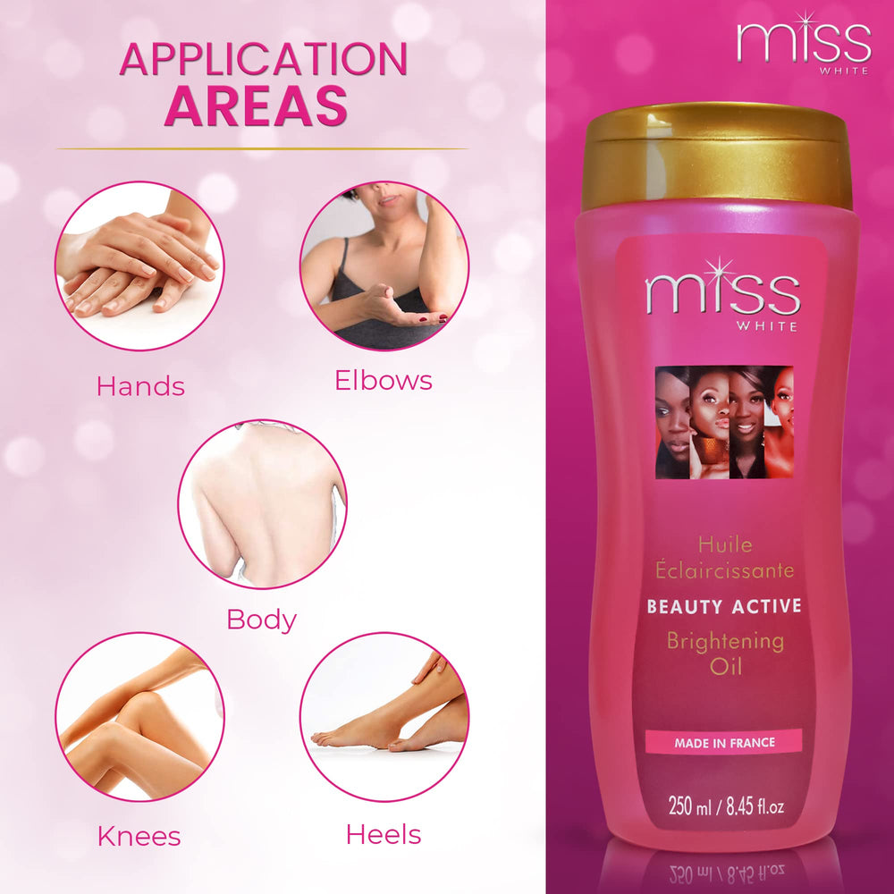 Miss White Brightening Oil texture close-up showing non-greasy absorption.
