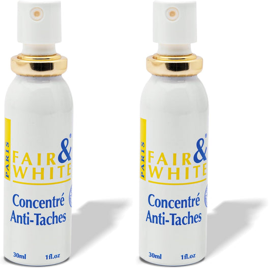 FAIR & WHITE Original dark spot fader spray bottle targets uneven skin tone.
