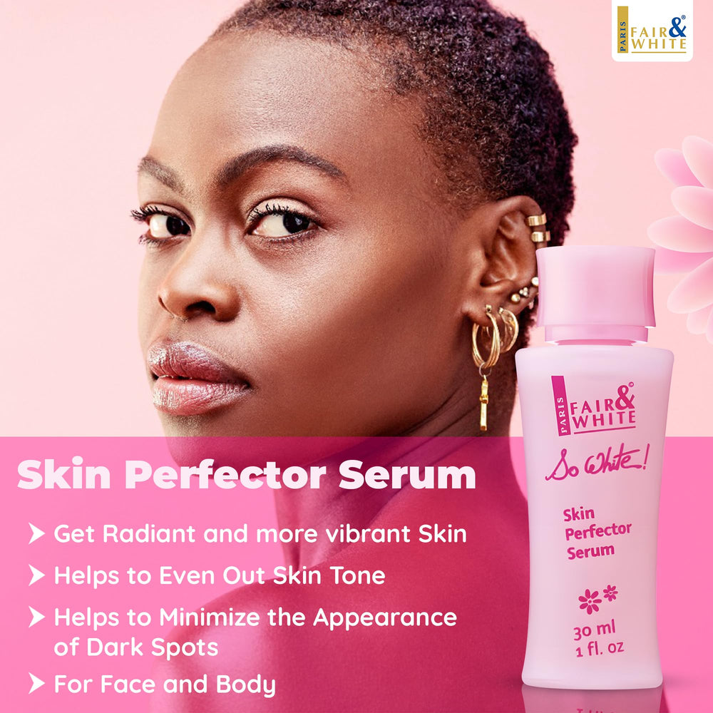 Texture close-up of So White serum showing silky finish for radiant skin