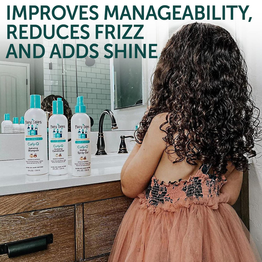 Fairy Tales Curly Q spray gel bottle defines curls with light hold.