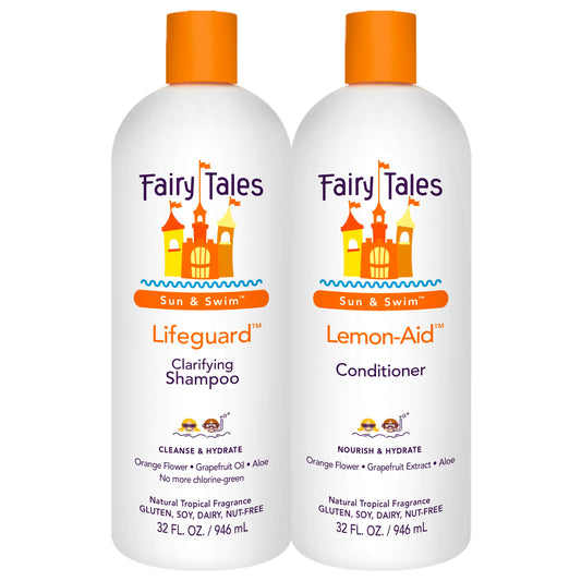 Fairy Tales Swim Shampoo 32oz pour removes chlorine after swimming for kids