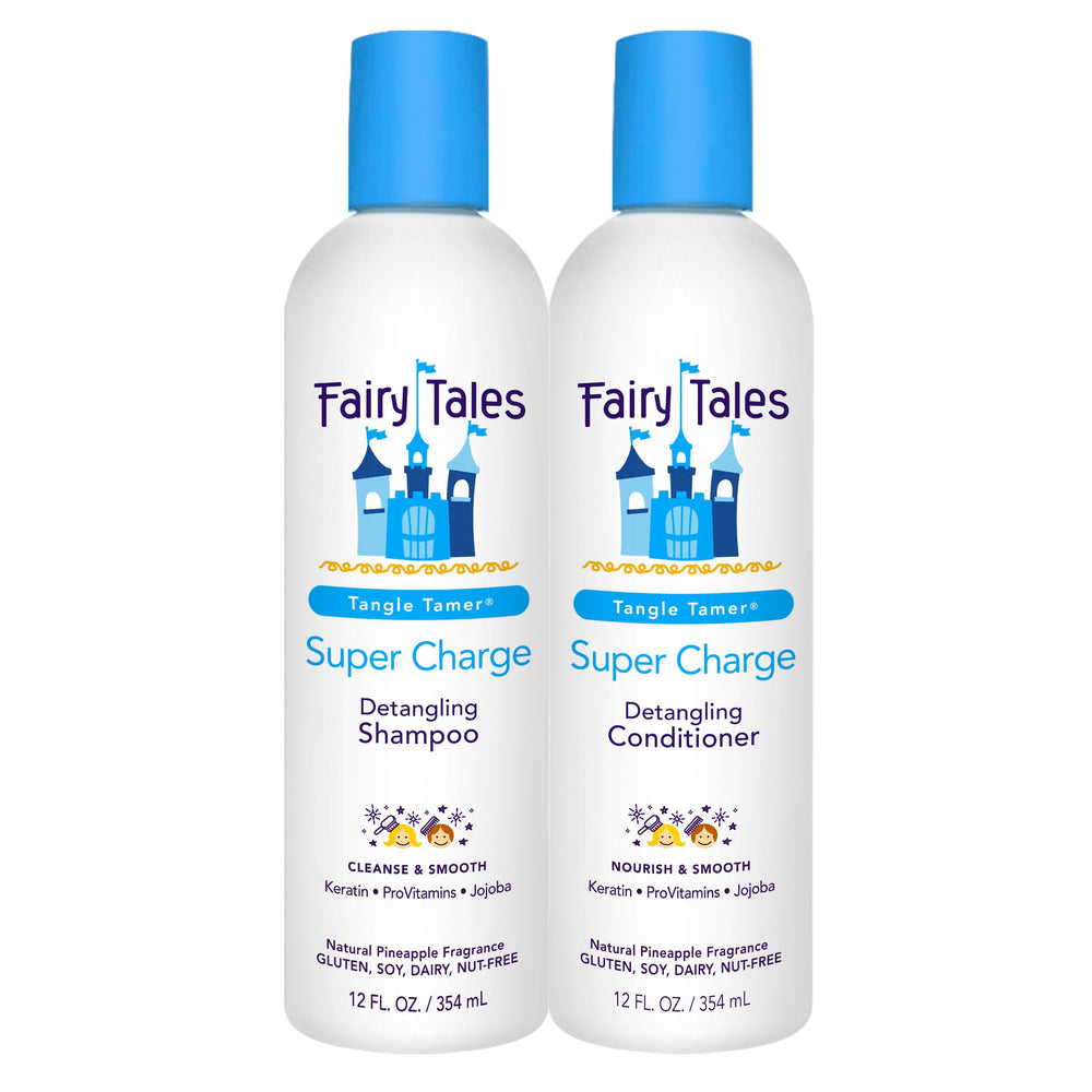Fairy Tales Tangle Tamer shampoo bottle with kid-friendly detangling power.