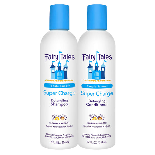 Fairy Tales Tangle Tamer shampoo bottle with kid-friendly detangling power.