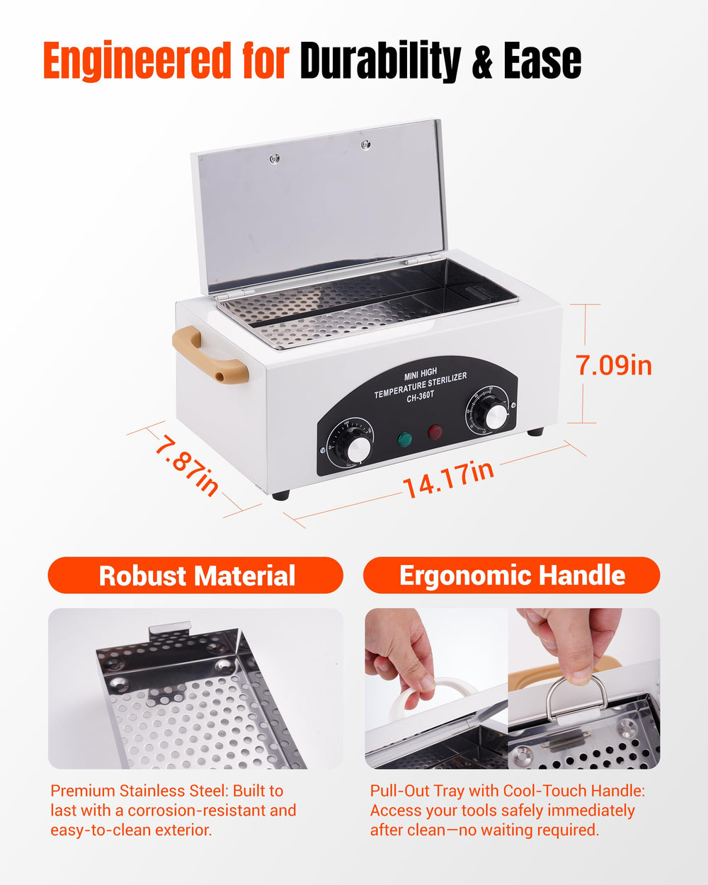 FAITIO compact 1.5L capacity tray arranged for multi-tool cleaning