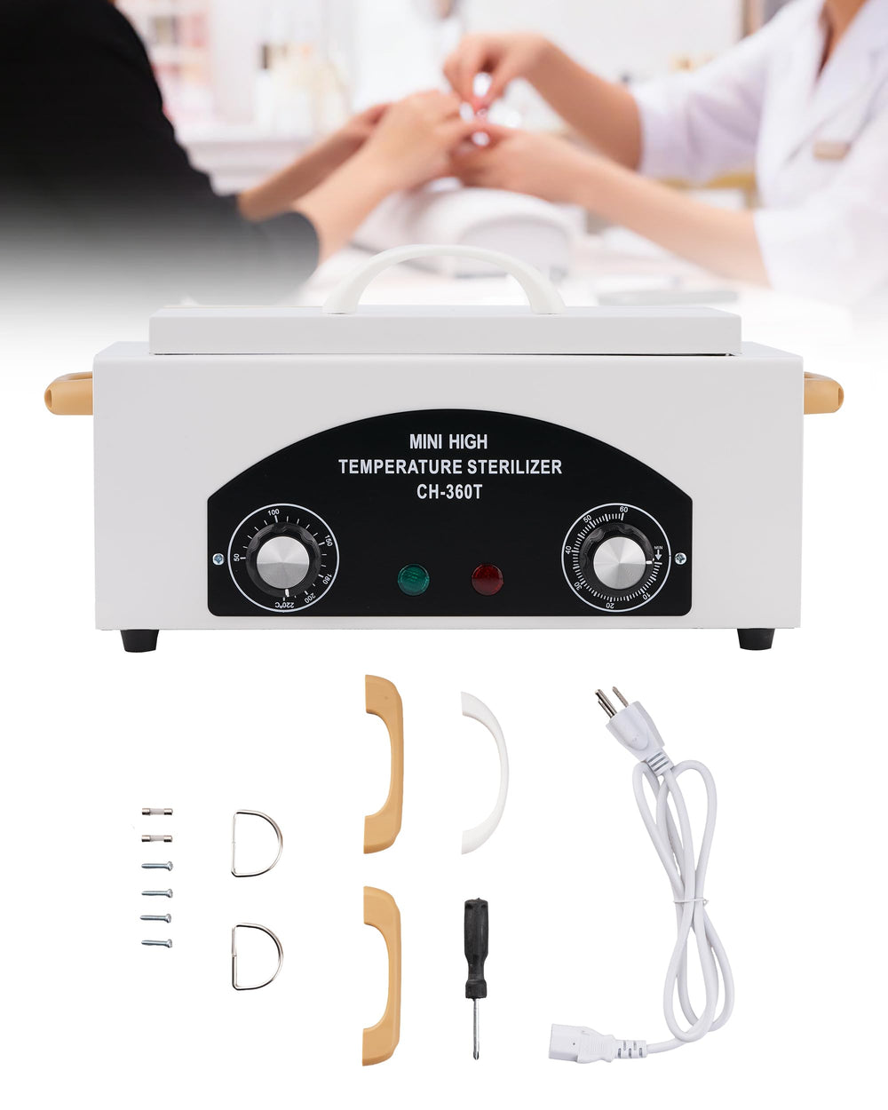FAITIO high-temperature cleaning box front view for compact salon setup