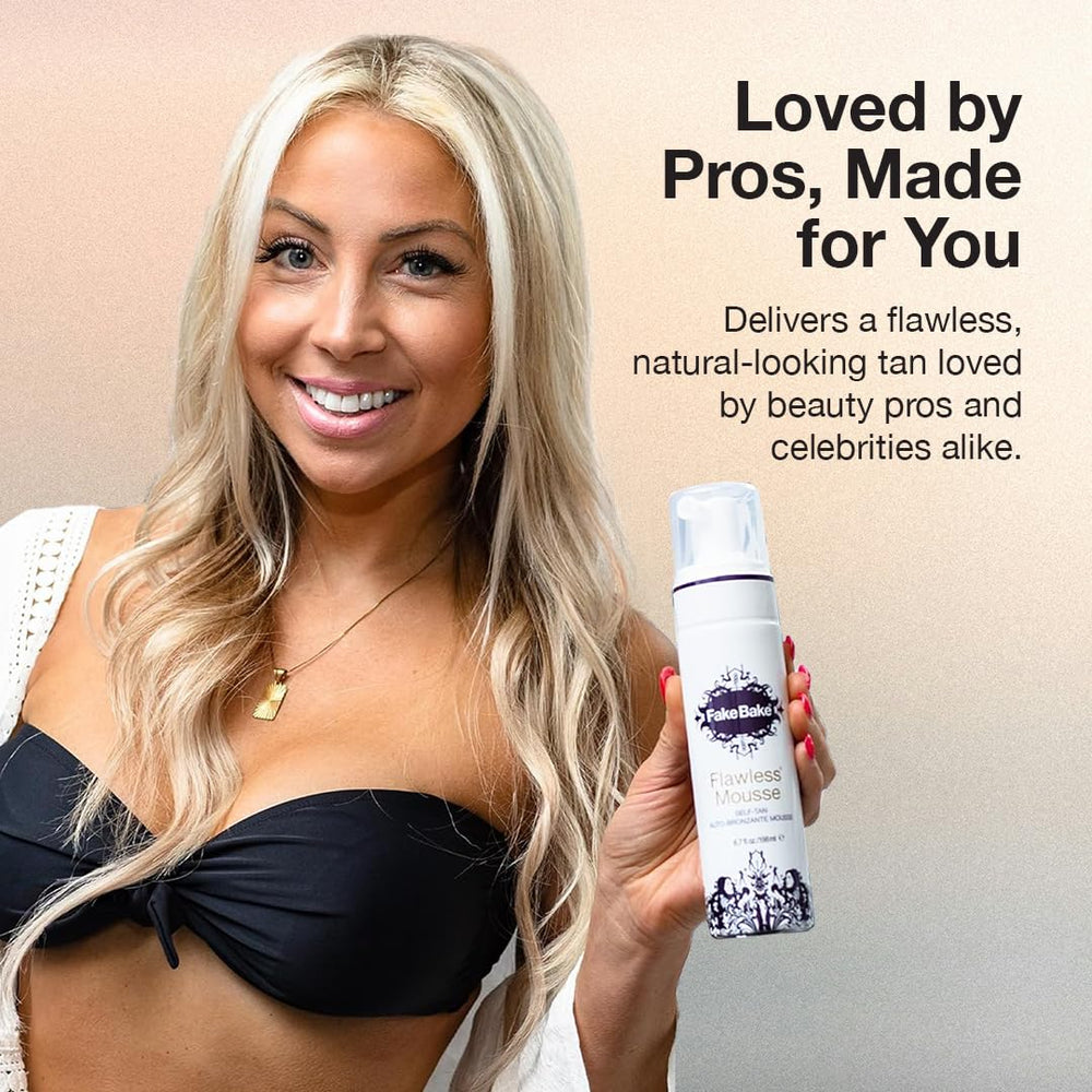 Fake Bake Flawless self tanning mousse with black coconut scent enhances the experience