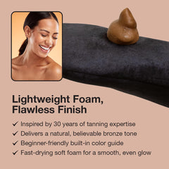 Fake Bake Flawless self tanning mousse color guide visible on skin for even results