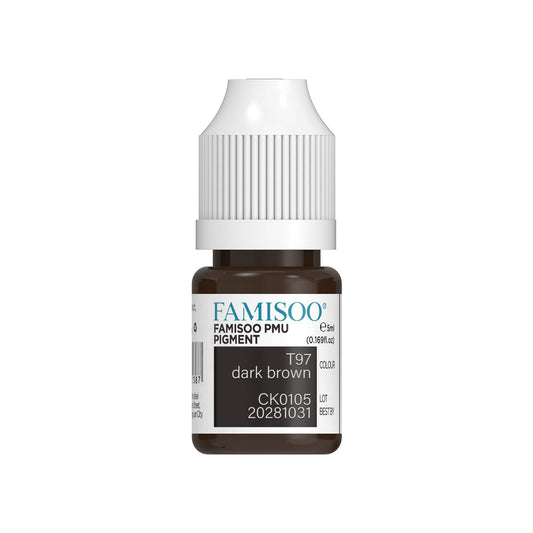 FAMISOO PMU pigments eyebrow dark brown 5ml bottle for precise microblading.