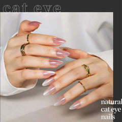 Fandamei cat eye nail set shines under light for elegant glamour.