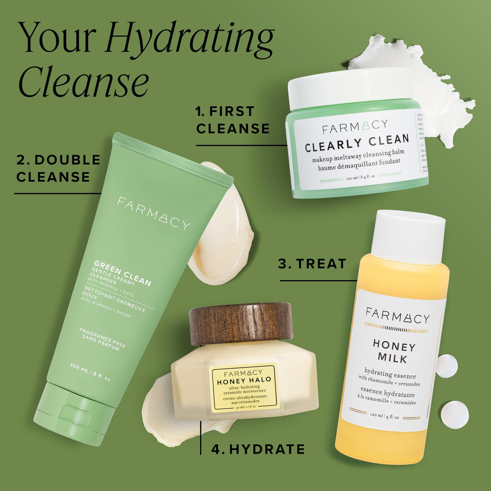 Pump dispenser on Farmacy cleanser for precise, simple daily use.