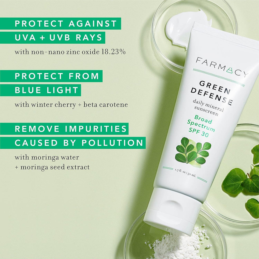 Farmacy sunscreen being applied on face for a sheer finish.