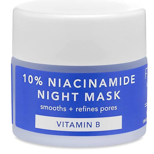 Farmacy Niacinamide Overnight Mask jar ready for use, hinting at overnight care benefits