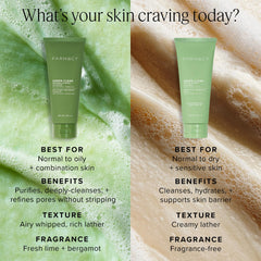 Second cleanse option after makeup remover with Farmacy cleanser.