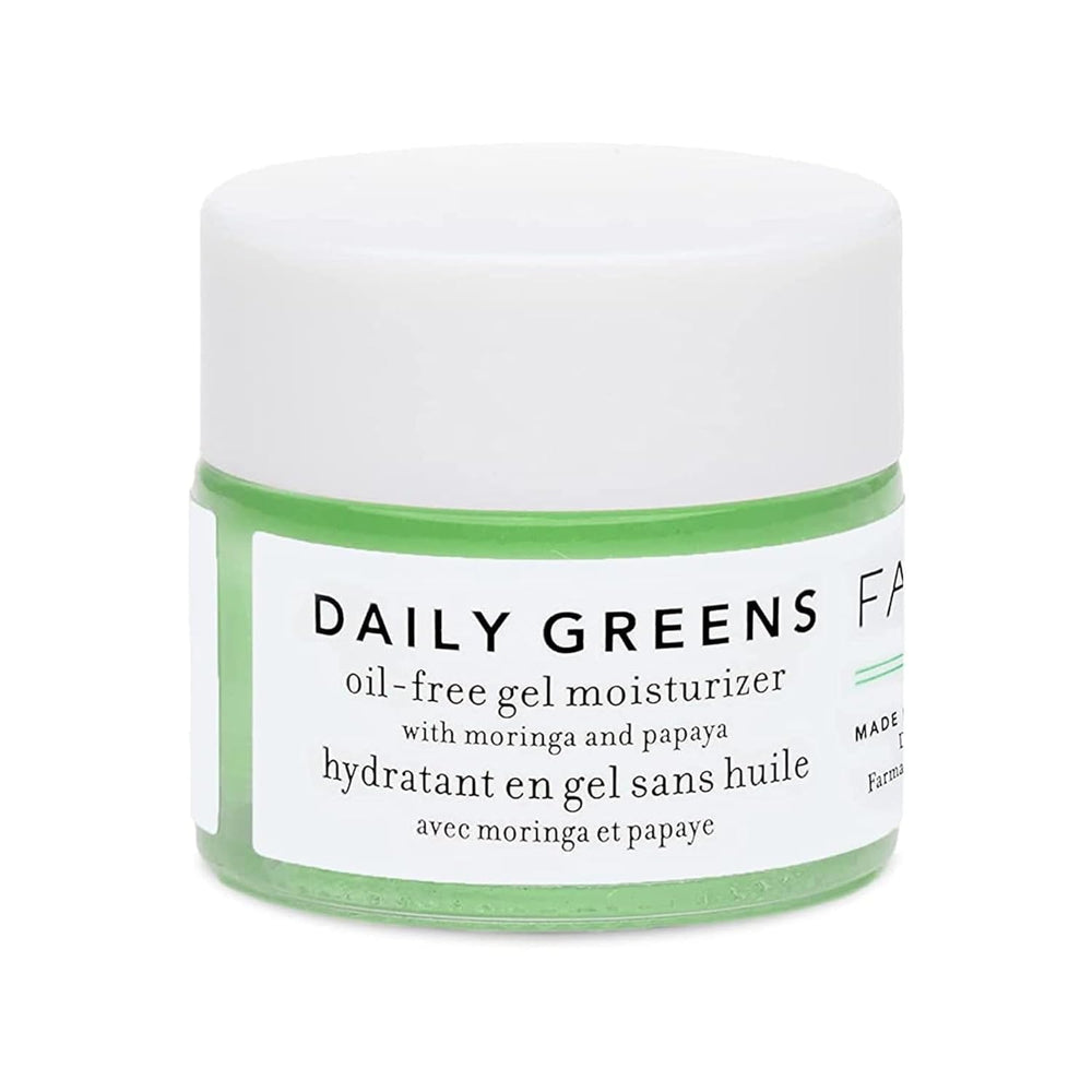 Farmacy Travel Face Moisturizer bottle close-up showing fragrance-free oil-free hydration