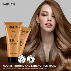FARMASi Keratin Therapy Hair Mask jar close-up ready to hydrate