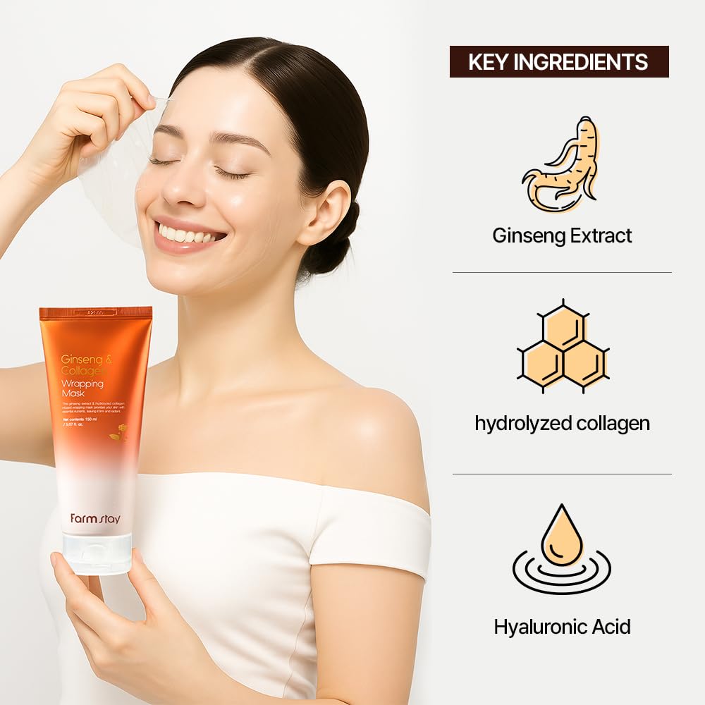 FARMSTAY Ginseng Collagen peel-off film ready for gentle removal