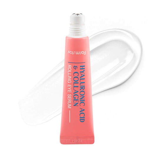 Farmstay Hyaluronic Acid Roll-On Eye Serum highlights puffiness with deep hydration.