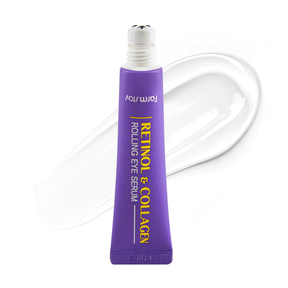 Farmstay Retinol Roll-On Eye Serum 3-Ball on skin for smoother under-eye texture.