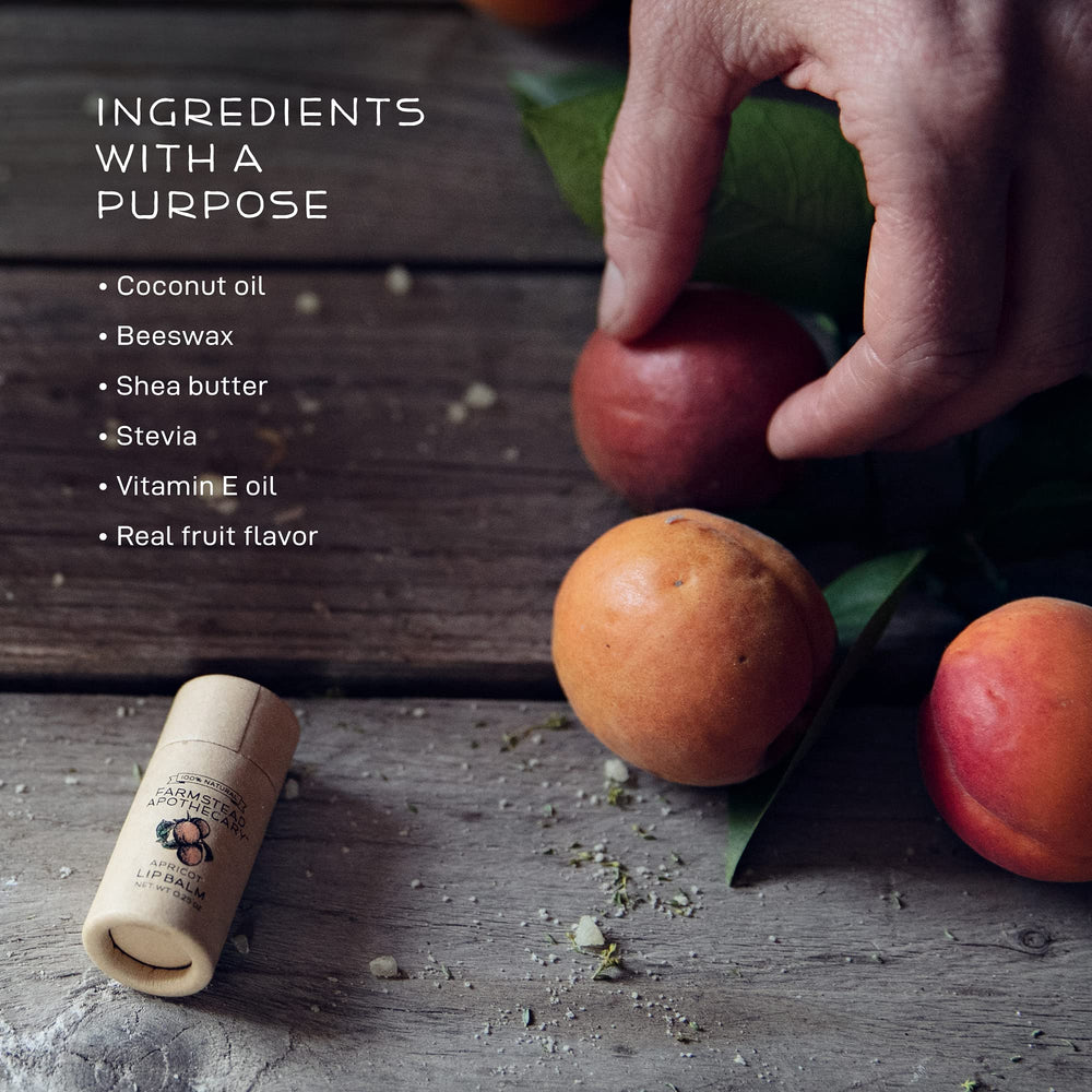 Farmstead Apothecary Pear & Almond lip balm for everyday moisture.