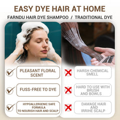 Farndu Dark Brown Hair Dye Shampoo creamy lather for even coverage.