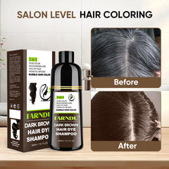 Farndu Dark Brown Hair Dye Shampoo at-home salon-like color experience.