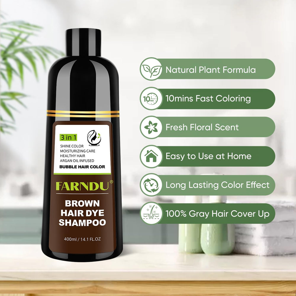 Farndu Natural Herbal Ingredients label conveys nourishing feel for scalp.