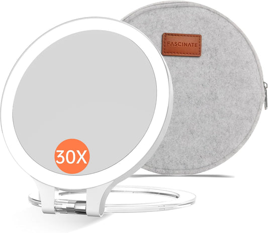 FASCINATE magnifying mirror with 30x zoom for precise makeup and skincare detail