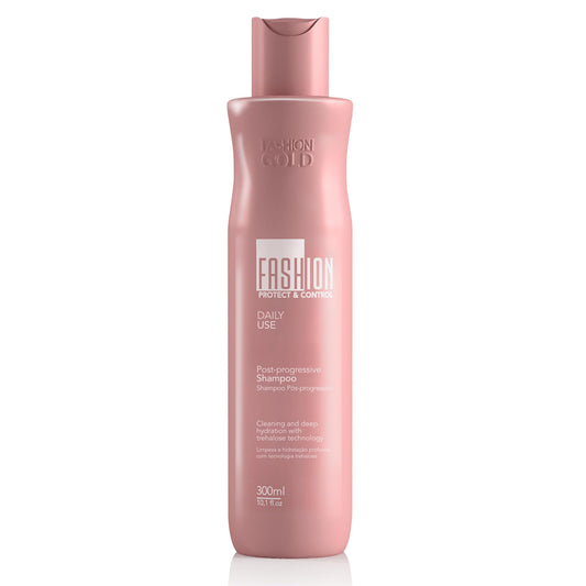 Fashion Gold Shampoo bottle front reveals branded packaging for sleek styling