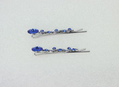 Faship floral crystal hair clip highlights icy blue tones and durability