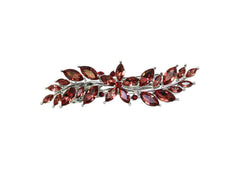 Faship Burgundy rhinestone floral barrette sparkles for bridal updos