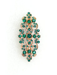 Faship Gorgeous Green Rhinestone Barrette side view showing emerald crystals